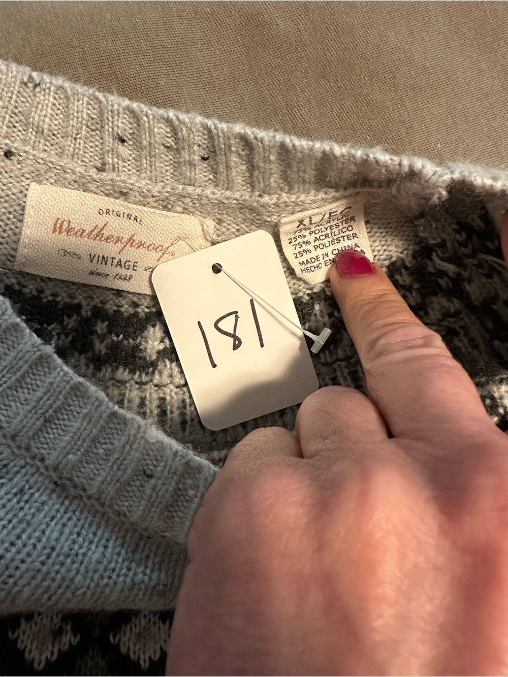 Weatherproof Vintage Women’s XL Fair Isle Sweater Gray Nordic Crewneck Pullover - Picture 4 of 7